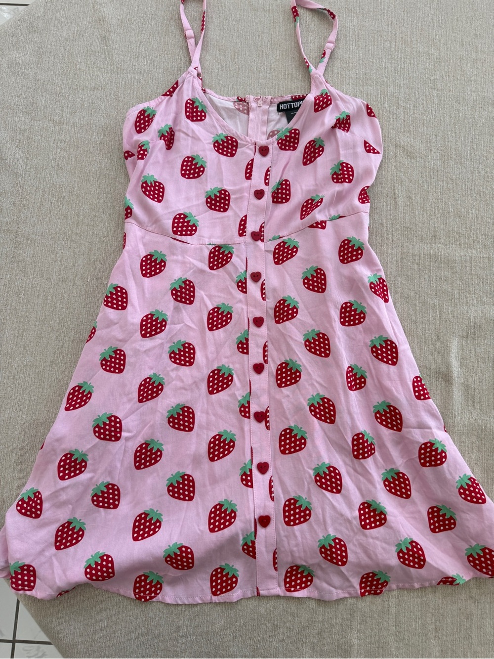 Hot Topic Pink Strawberry Print Mini Dress